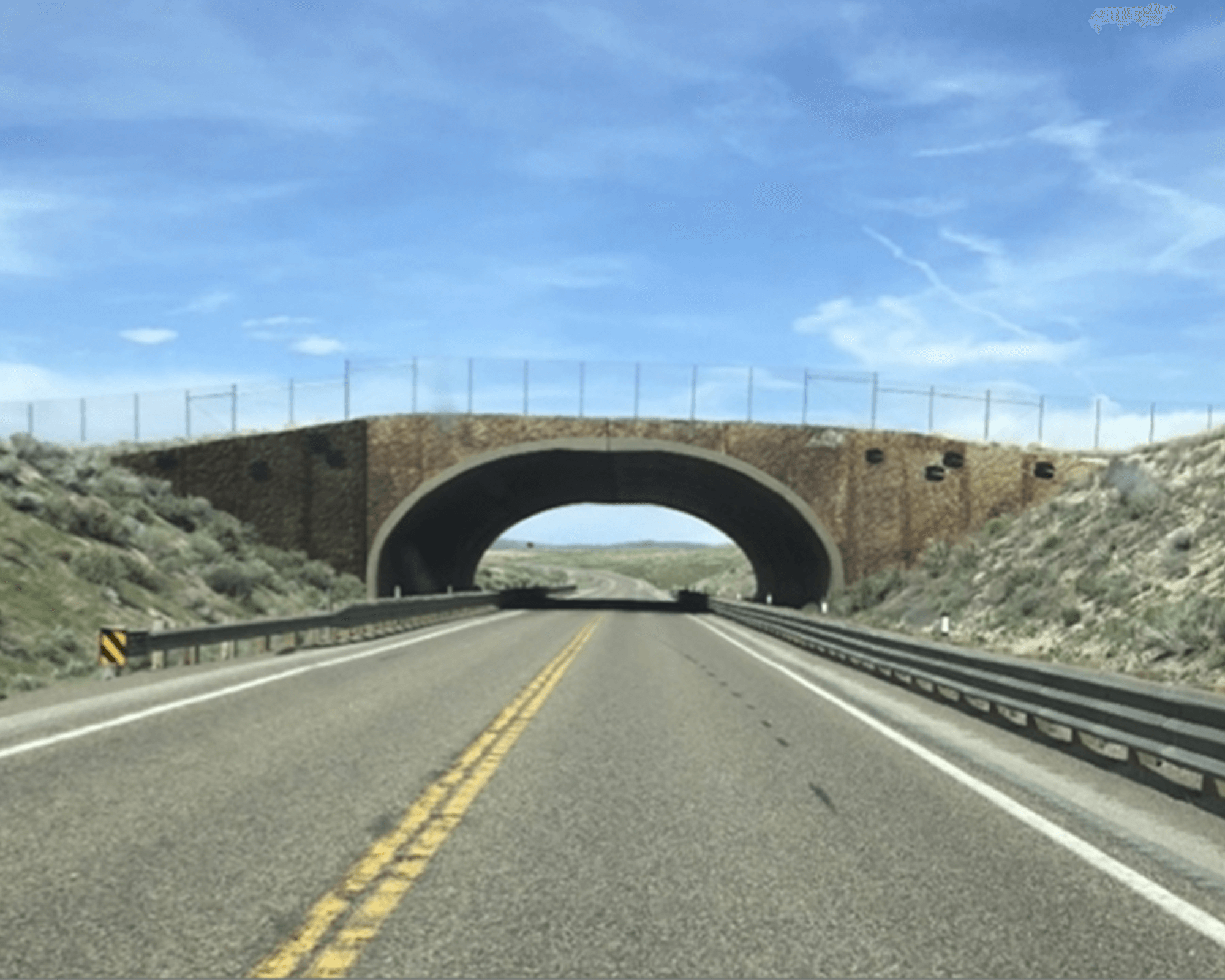 wildlife infrastructure including a wildlife crossing overpass